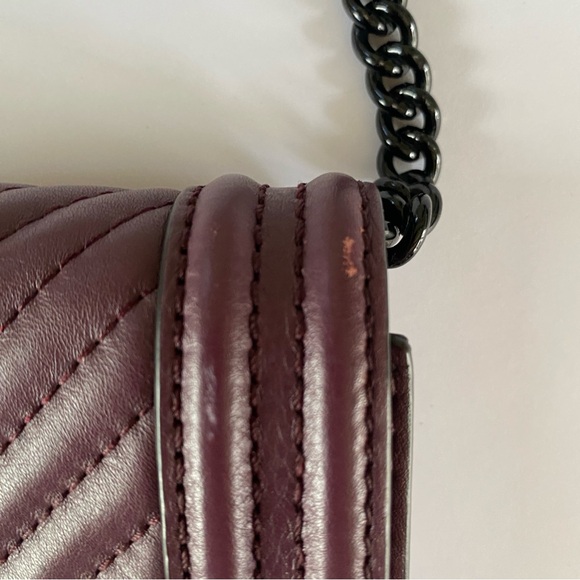 Rebecca Minkoff Womens Chevron Quilted Love Crossbody Purple Chain Strap Small - Picture 4 of 14